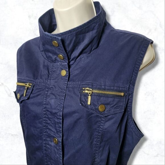 Inc. International Concepts Anorak Navy Blue Denim Vest Jacket - Picture 4 of 7